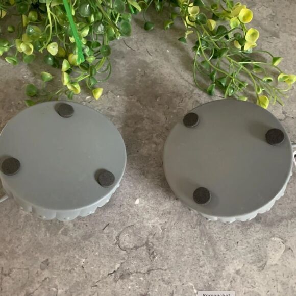 Farmhouse Gray Fluted Metal Taper Candle Holder Set of Two Country Cottagecore - Picture 4 of 4